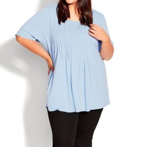 NWT Chambray Blue Knit Pleated Top